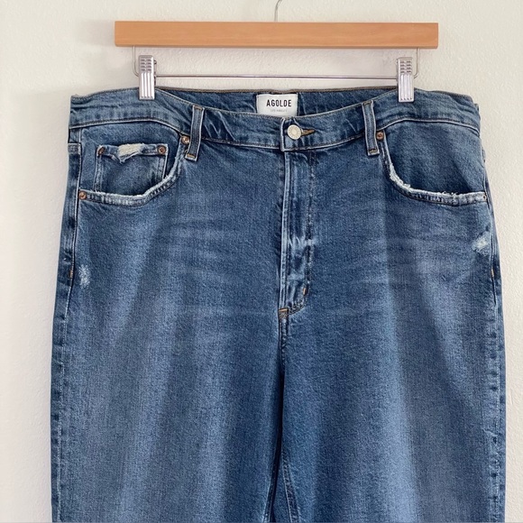 Agolde Kye Mid Rise Straight Crop Jean Distressed Stretch Denim Notion Wash 33 - Picture 8 of 16